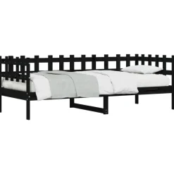 vidaXL Slaapbank 80x200 cm massief grenenhout zwart