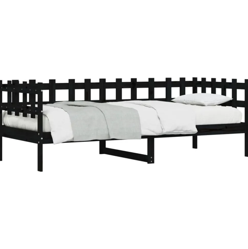 vidaXL Slaapbank 80x200 cm massief grenenhout zwart