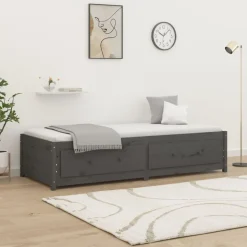 vidaXL Slaapbank 90x200 cm massief grenenhout grijs