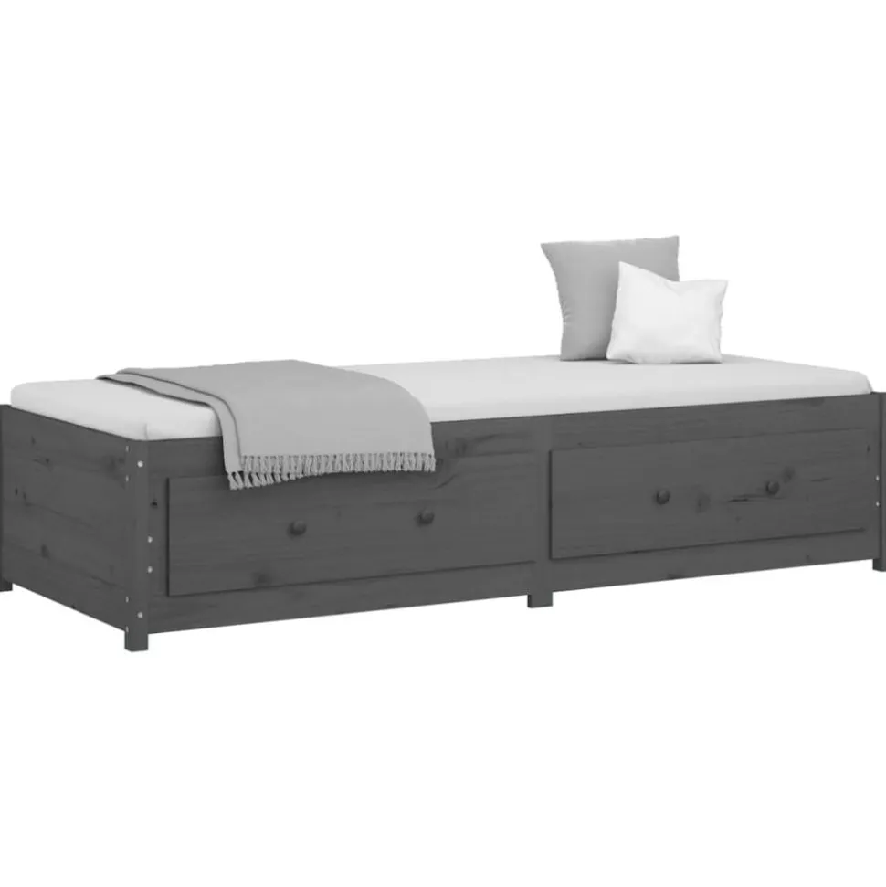 vidaXL Slaapbank 90x200 cm massief grenenhout grijs