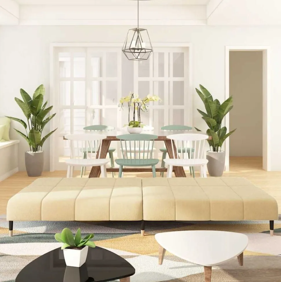 vidaXL Slaapbank 2-zits fluweel crèmekleurig