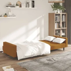 vidaXL Slaapbank 2-zits fluweel bruin