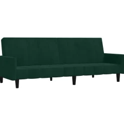 vidaXL Slaapbank 2-zits fluweel donkergroen