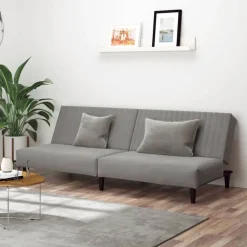 vidaXL Slaapbank 2-zits fluweel lichtgrijs