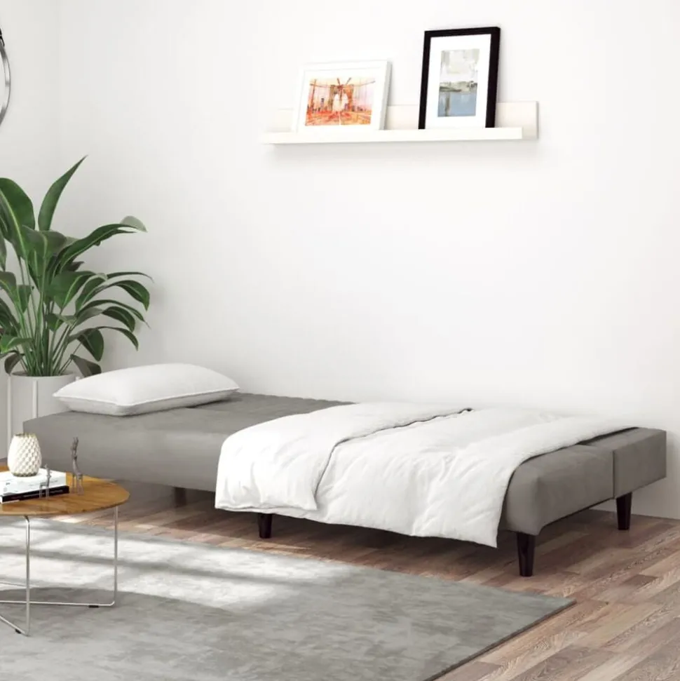 vidaXL Slaapbank 2-zits fluweel lichtgrijs