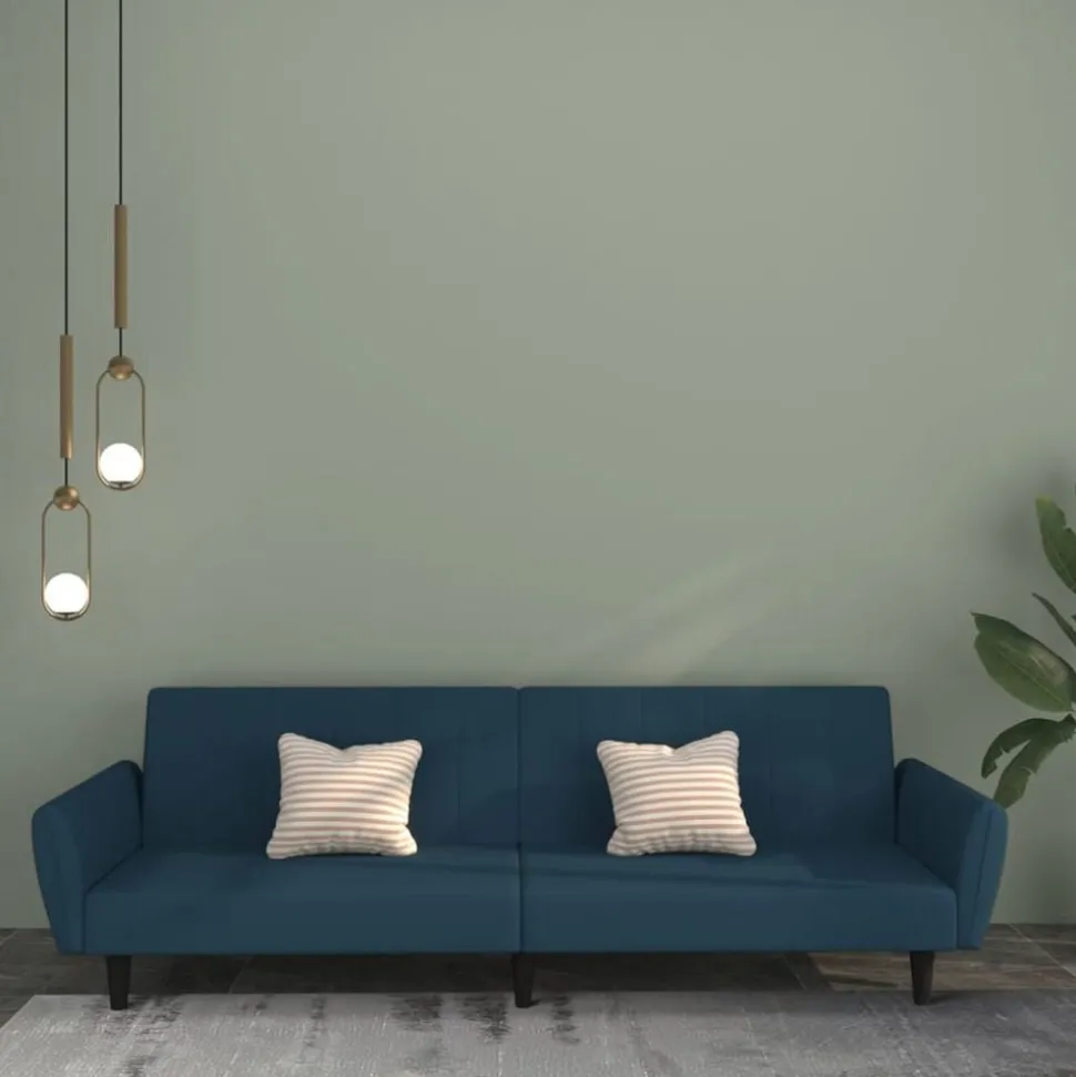 vidaXL Slaapbank 2-zits fluweel blauw