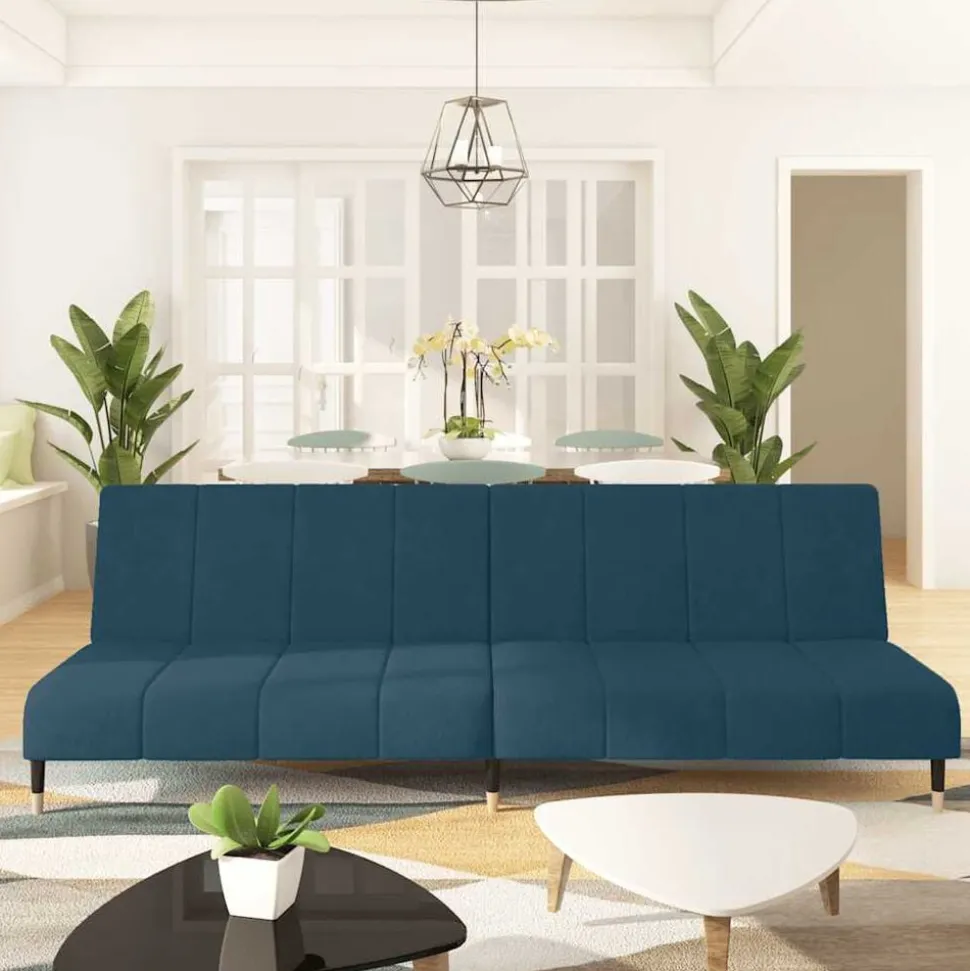 vidaXL Slaapbank 2-zits fluweel blauw