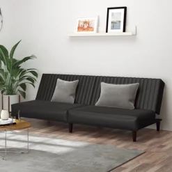 vidaXL Slaapbank 2-zits kunstleer zwart