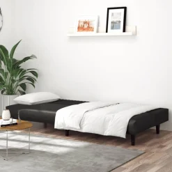vidaXL Slaapbank 2-zits kunstleer zwart