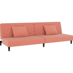 vidaXL Slaapbank 2-zits met 2 kussens fluweel roze