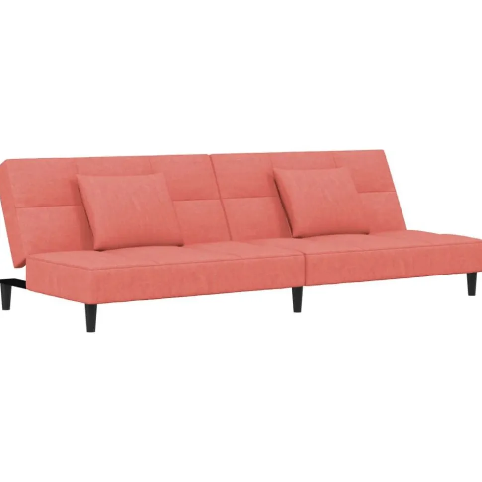 vidaXL Slaapbank 2-zits met 2 kussens fluweel roze