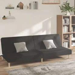 vidaXL Slaapbank 2-zits stof zwart