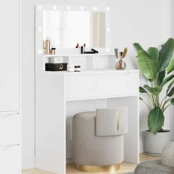 vidaXL Slaapkamer Kaptafels Wit 80 x 39,6 x 135 cm Bewerkt hout