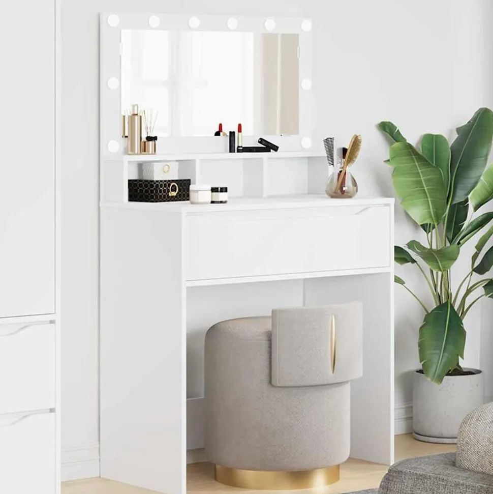 vidaXL Slaapkamer Kaptafels Wit 80 x 39,6 x 135 cm Bewerkt hout