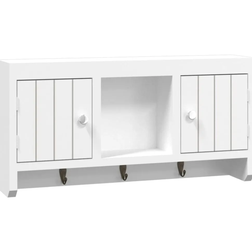 vidaXL Sleutelkastje 40x8,5x20 cm bewerkt hout en staal wit