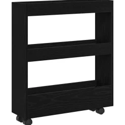 vidaXL Smalle Opbergtrolley Zwart Eiken 60 x 18 x 70 cm Bewerkt hout