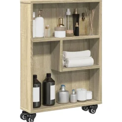 vidaXL Smalle Opbergtrolley Sonoma Eiken 48x13x68 cm Bewerkt Hout