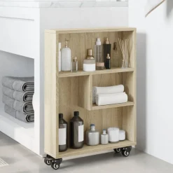 vidaXL Smalle Opbergtrolley Sonoma Eiken 48x13x68 cm Bewerkt Hout