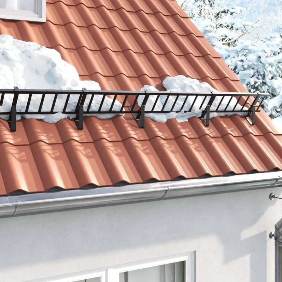 vidaXL Sneeuwbeveiligingsteun Zwart 29,5 x 3 x 34,5 cm Staal