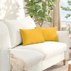 vidaXL Sofa Kussens 2 stuks Lichtgeel 50 x 30 cm Cordstof