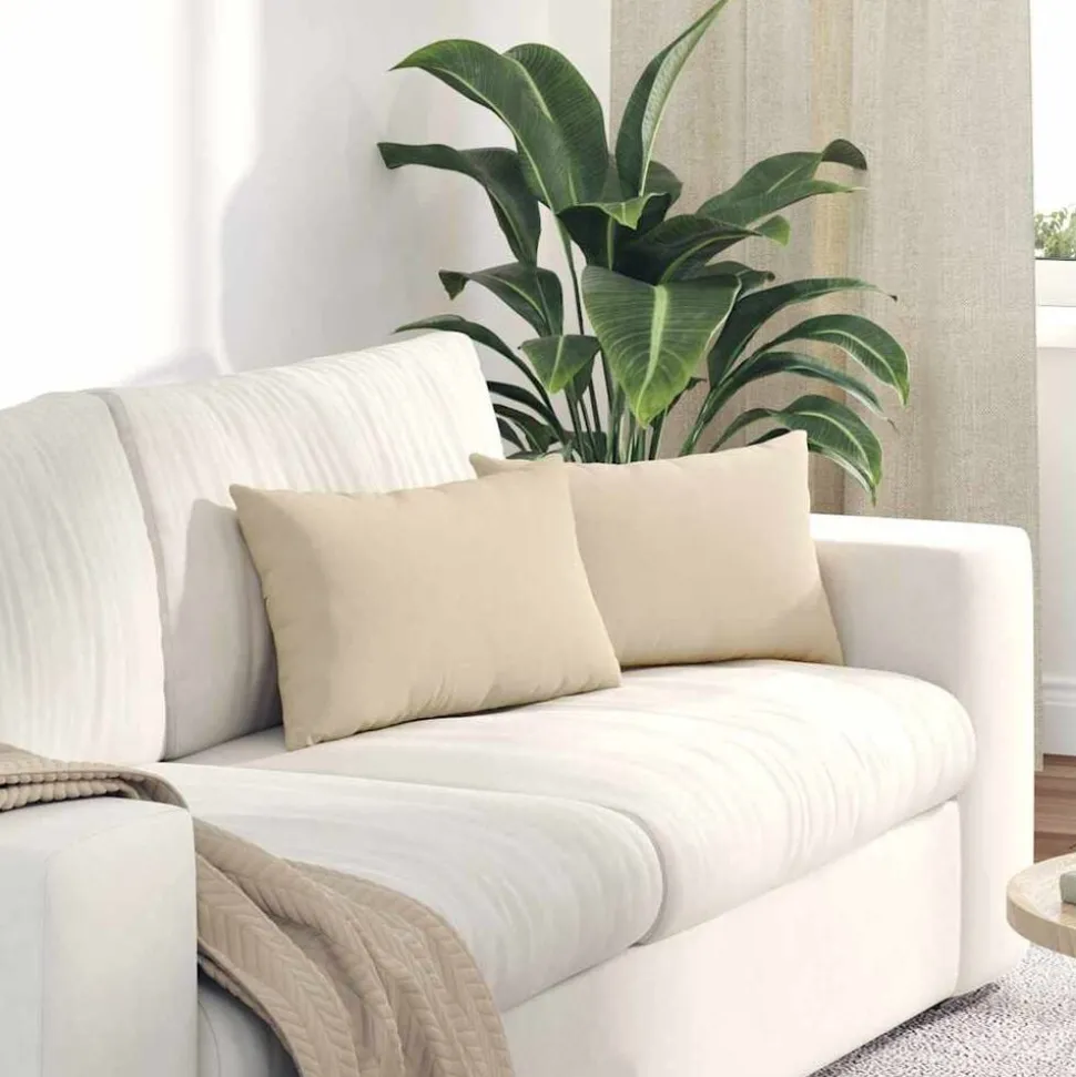 vidaXL Sofa Kussens 2 stuks Crème 50 x 30 cm Stof