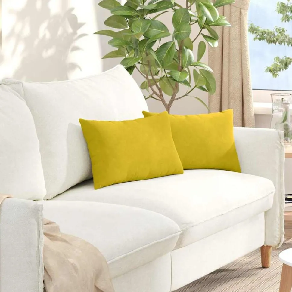 vidaXL Sofa Kussens 2 stuks Geel 50 x 30 cm Cordstof