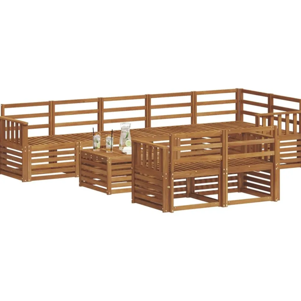 vidaXL Sofa-Sets 9 pcs Naturel Massief Acaciahout