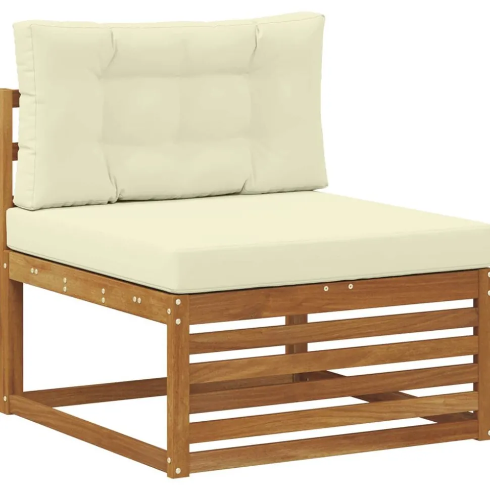 vidaXL Sofa-Sets 6 pcs Natuurlijk en Crème Massief Acaciahout