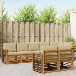 vidaXL Sofa-Sets 8 pcs Natuurlijk en Beige Massief Acaciahout