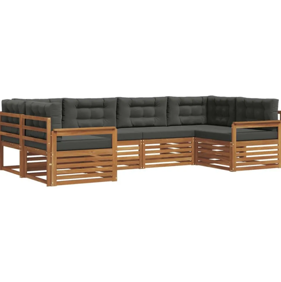 vidaXL Sofa-Sets 6 pcs Natuurlijk en Antraciet Massief Acaciahout