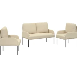 vidaXL Sofa-Sets met kussen 3 pcs Crème 115 x 56 x 80 cm Multiplex