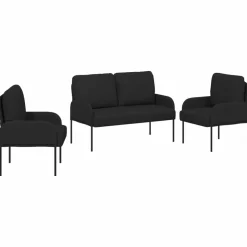 vidaXL Sofa-Sets met kussen 3 pcs Zwart 115 x 56 x 80 cm Multiplex