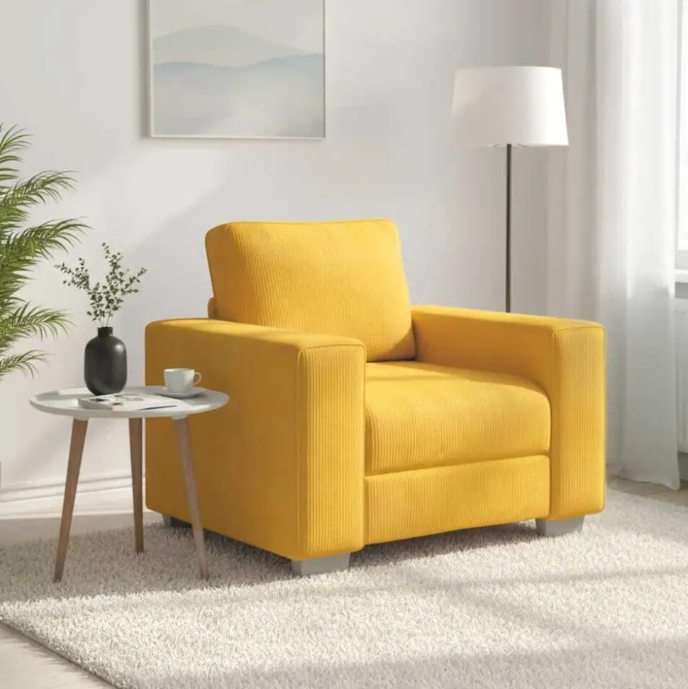 vidaXL Sofastoel Lichtgeel 100x77x82 cm Corduroy Stof