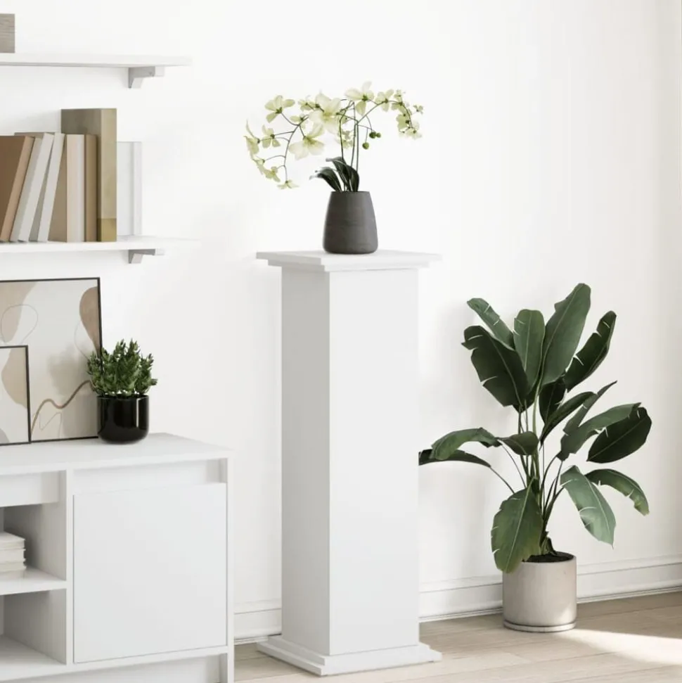 vidaXL Sokkel met opbergruimte 31x30x90 cm bewerkt hout wit