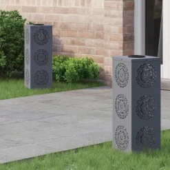 vidaXL Solar LED Pad Licht 2 pcs Antraciet Koudgewalst staal