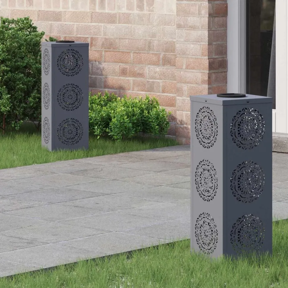 vidaXL Solar LED Pad Licht 2 pcs Antraciet Koudgewalst staal