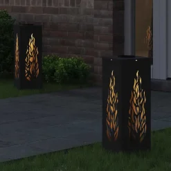 vidaXL Solar LED Pad Licht 2 pcs Zwart Koudgewalst staal