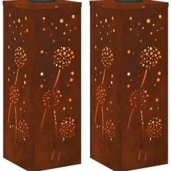 vidaXL Solar LED Pad Licht 2 pcs Roestig Cortenstaal
