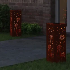 vidaXL Solar LED Pad Licht 2 pcs Roestig Cortenstaal