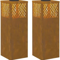 vidaXL Solar LED Pad Licht 2 pcs Brons Cortenstaal