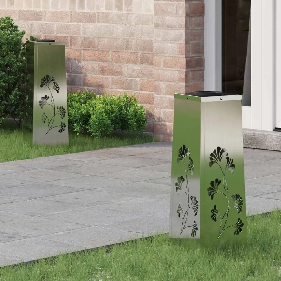 vidaXL Solar LED Pad Licht 2 pcs Zilver Gegalvaniseerd staal