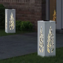 vidaXL Solar LED Pad Licht 2 pcs Wit Koudgewalst staal
