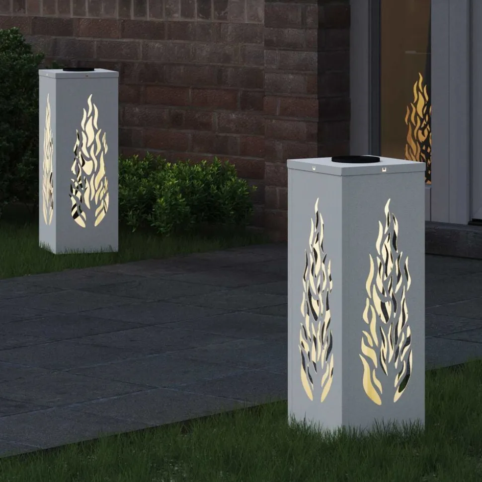 vidaXL Solar LED Pad Licht 2 pcs Wit Koudgewalst staal