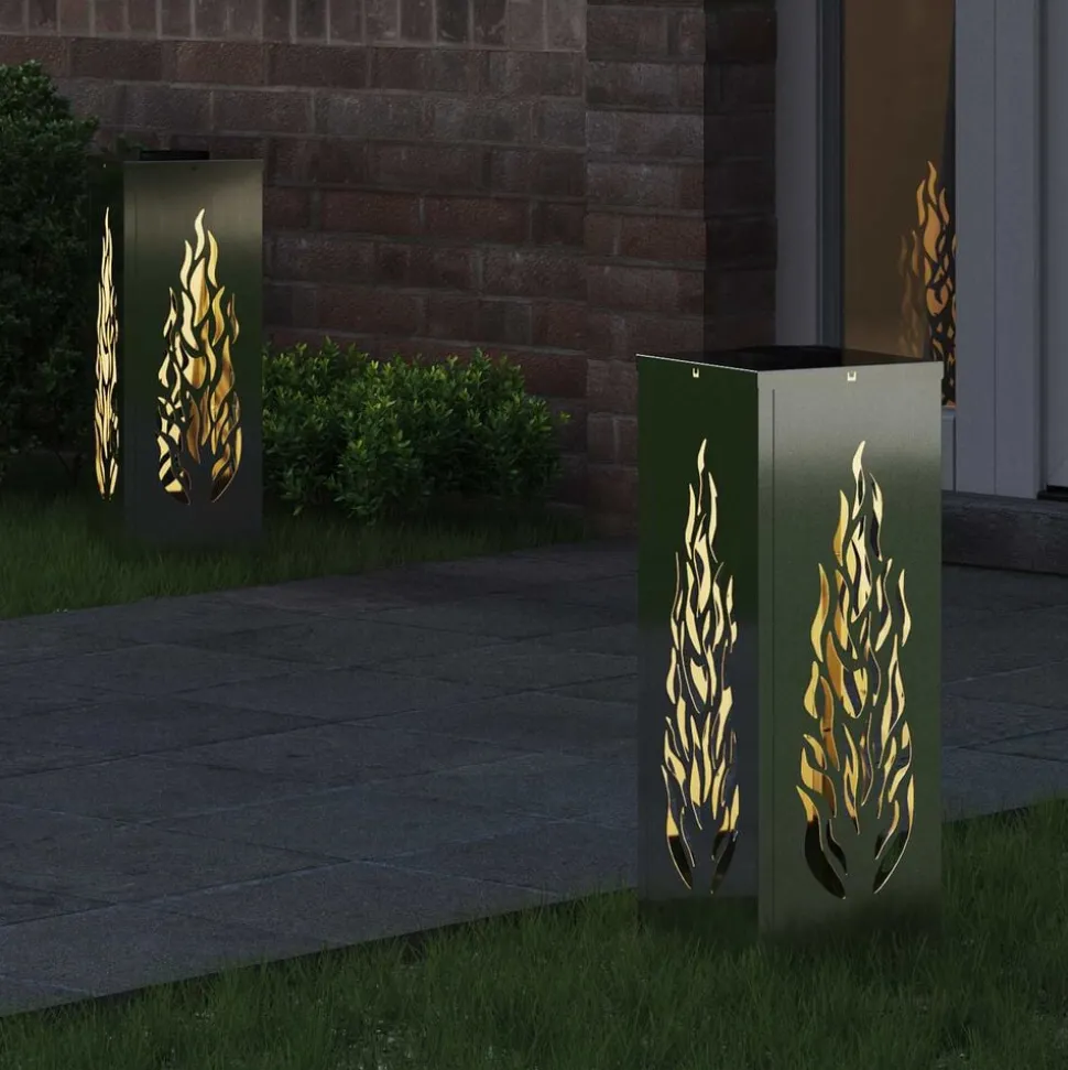 vidaXL Solar LED Pad Licht 2 pcs Zilver Gegalvaniseerd staal
