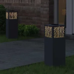 vidaXL Solar LED Pad Licht 2 pcs Antraciet Koudgewalst staal