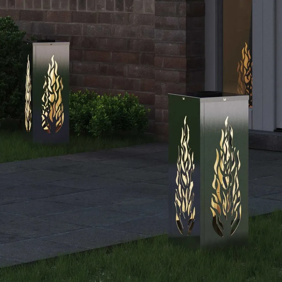 vidaXL Solar LED Pad Licht 2 pcs Zilver Roestvrij staal