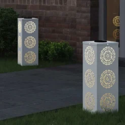 vidaXL Solar LED Pad Licht 2 pcs Wit Koudgewalst staal