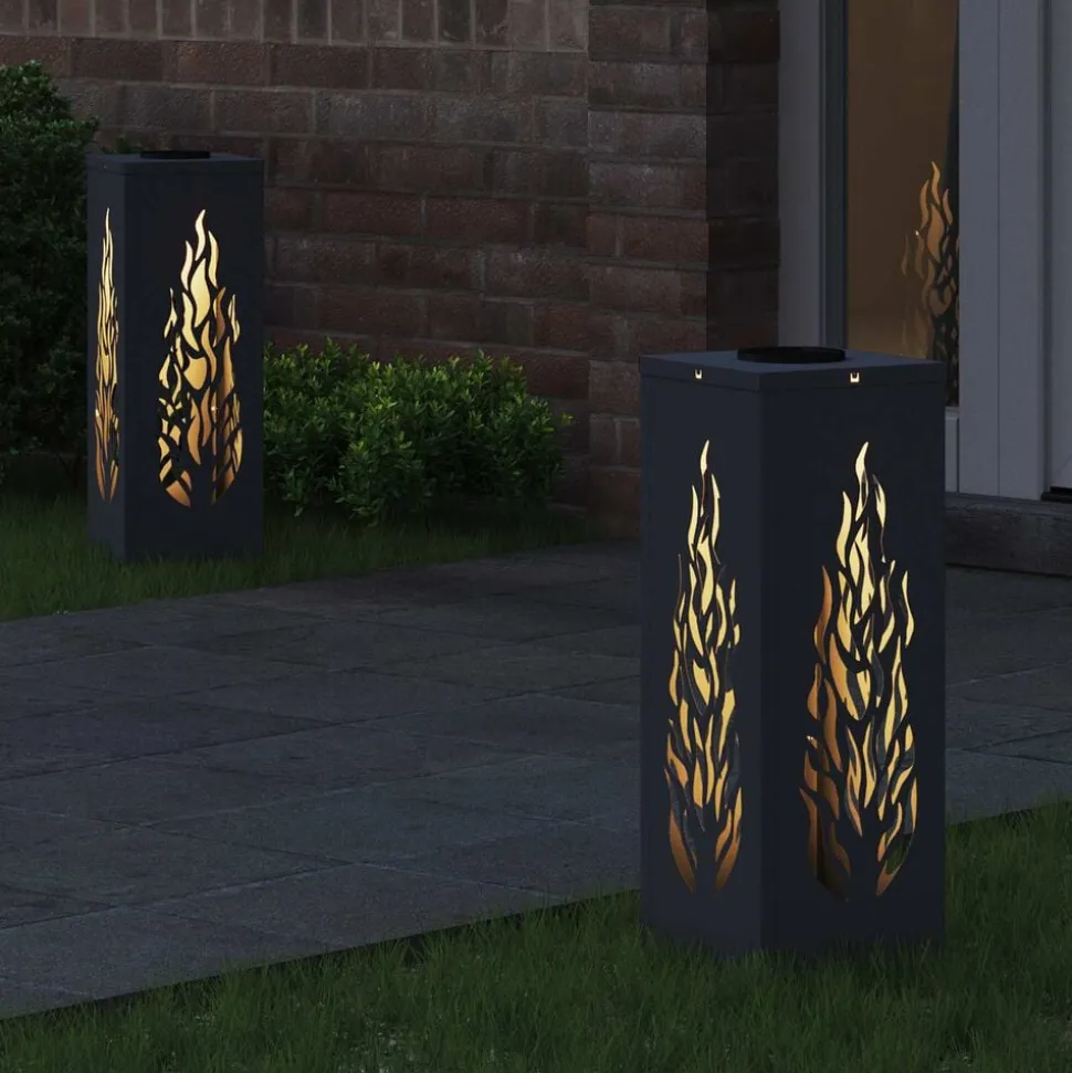 vidaXL Solar LED Pad Licht 2 pcs Antraciet Koudgewalst staal