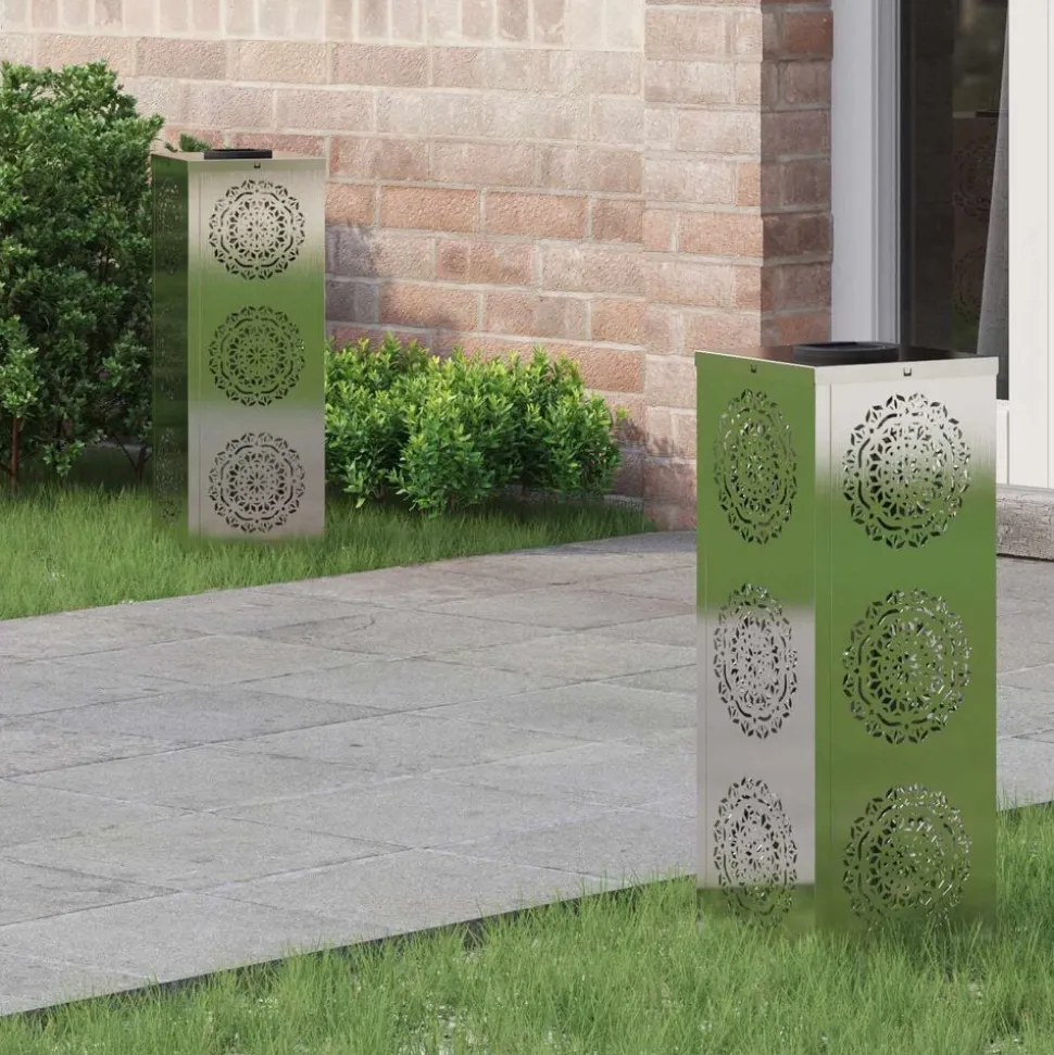 vidaXL Solar LED Pad Licht 2 pcs Zilver Roestvrij staal