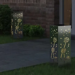 vidaXL Solar LED Pad Licht 2 pcs Zilver Gegalvaniseerd staal